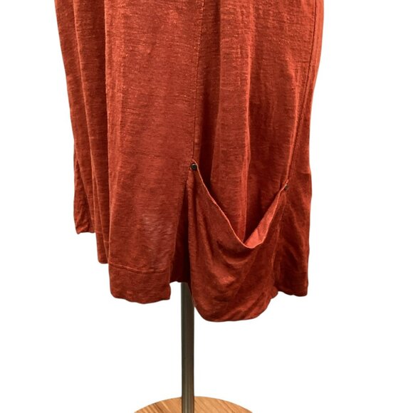 Eileen Fisher A-Line Dress Sleeveless Linen Tank Womens Large Rust Orange - Picture 6 of 9